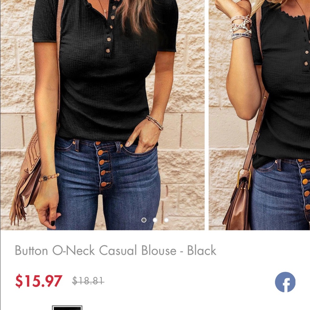 Bottom O Neck casual black shirt size small